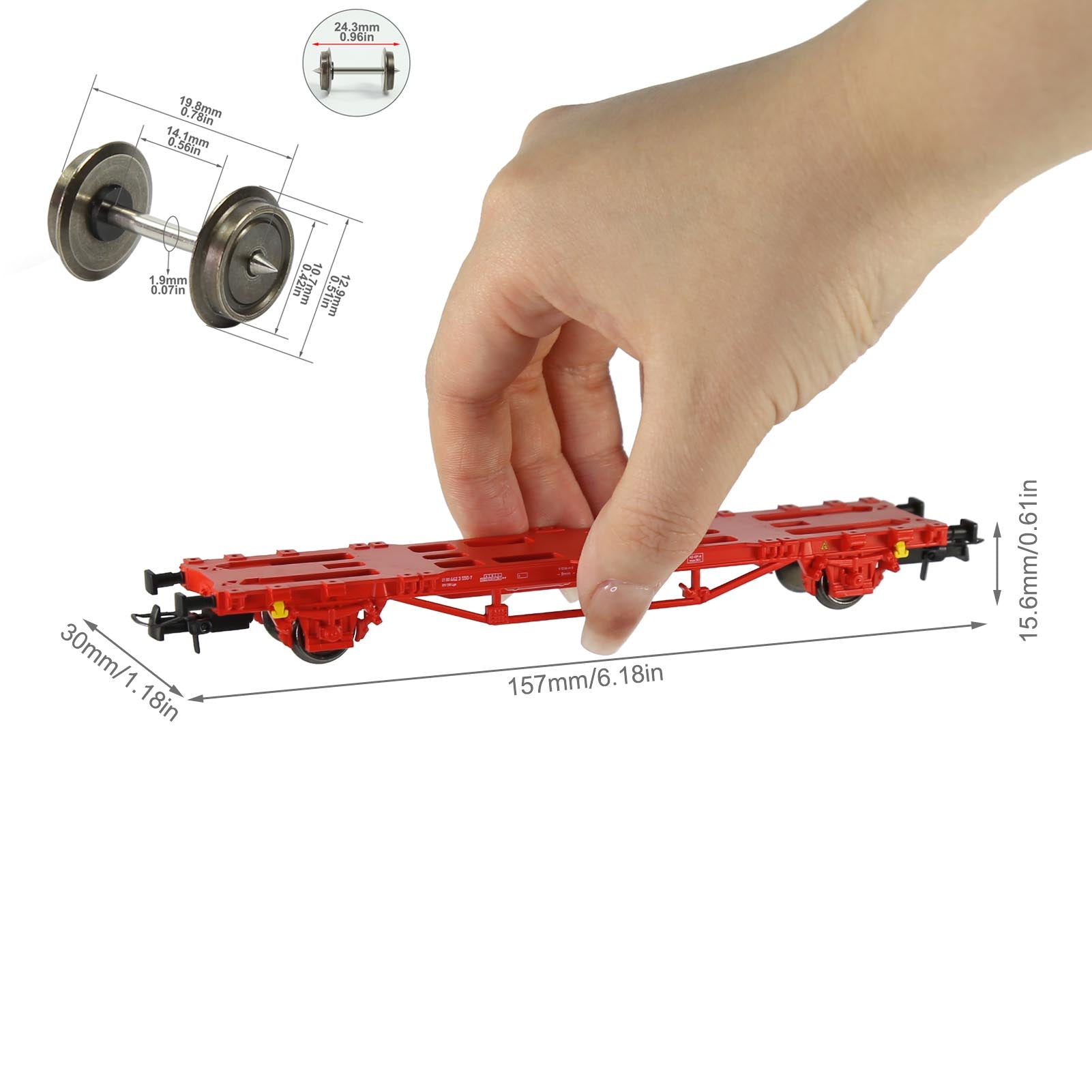 C8761 1pc HO Scale 1:87 Model Train Flat Wagon Mini Carriages