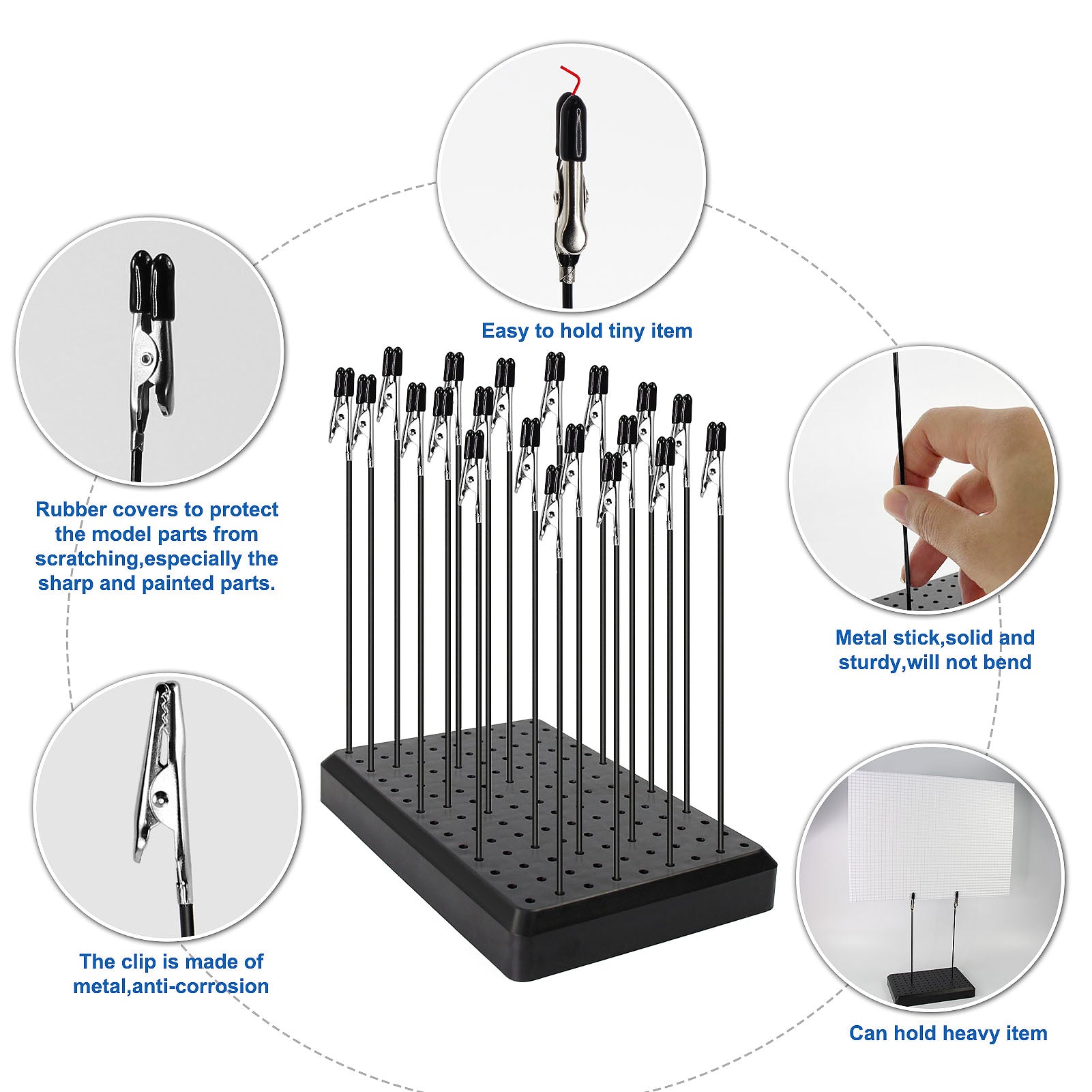 GJJC09B 14*9 Holes Model Painting Alligator Clip Kit with Rubber Covers