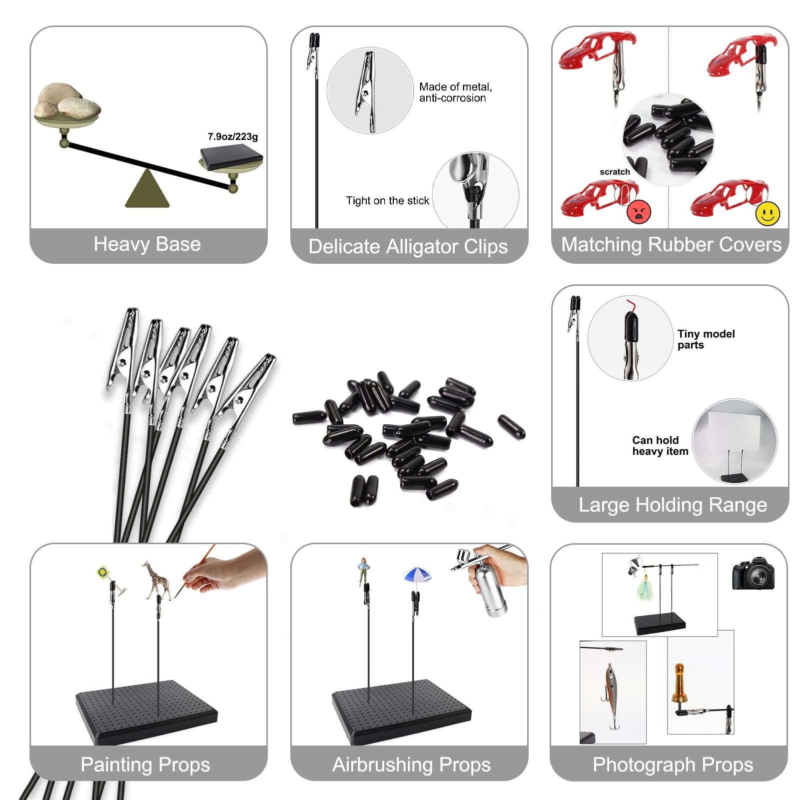 GJJC19B 14*19 Holes Painting Clips Set with 20pcs Alligator Clips and Covers