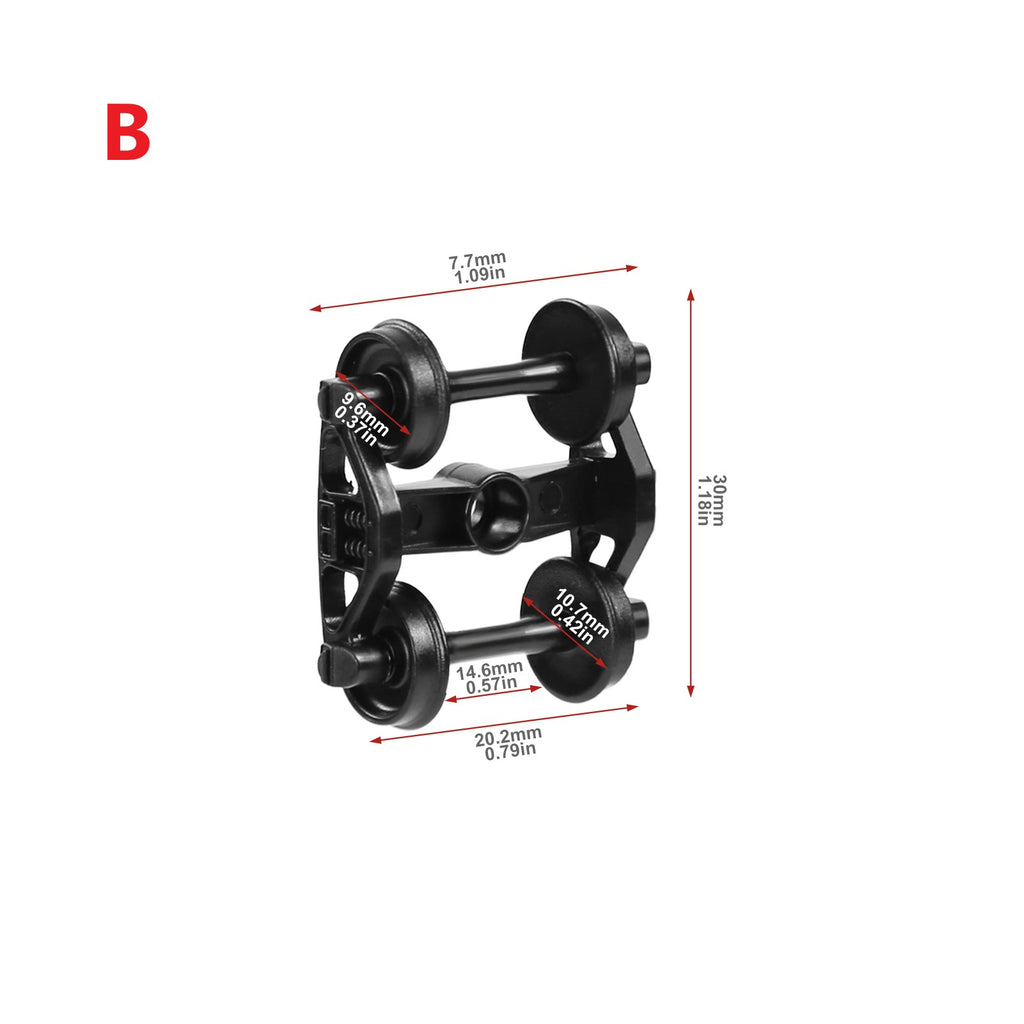 12pz Carrelli Treni Miniatura HO 1:87 – POM Con Ruote In Plastica 36 Mm - Foto 2