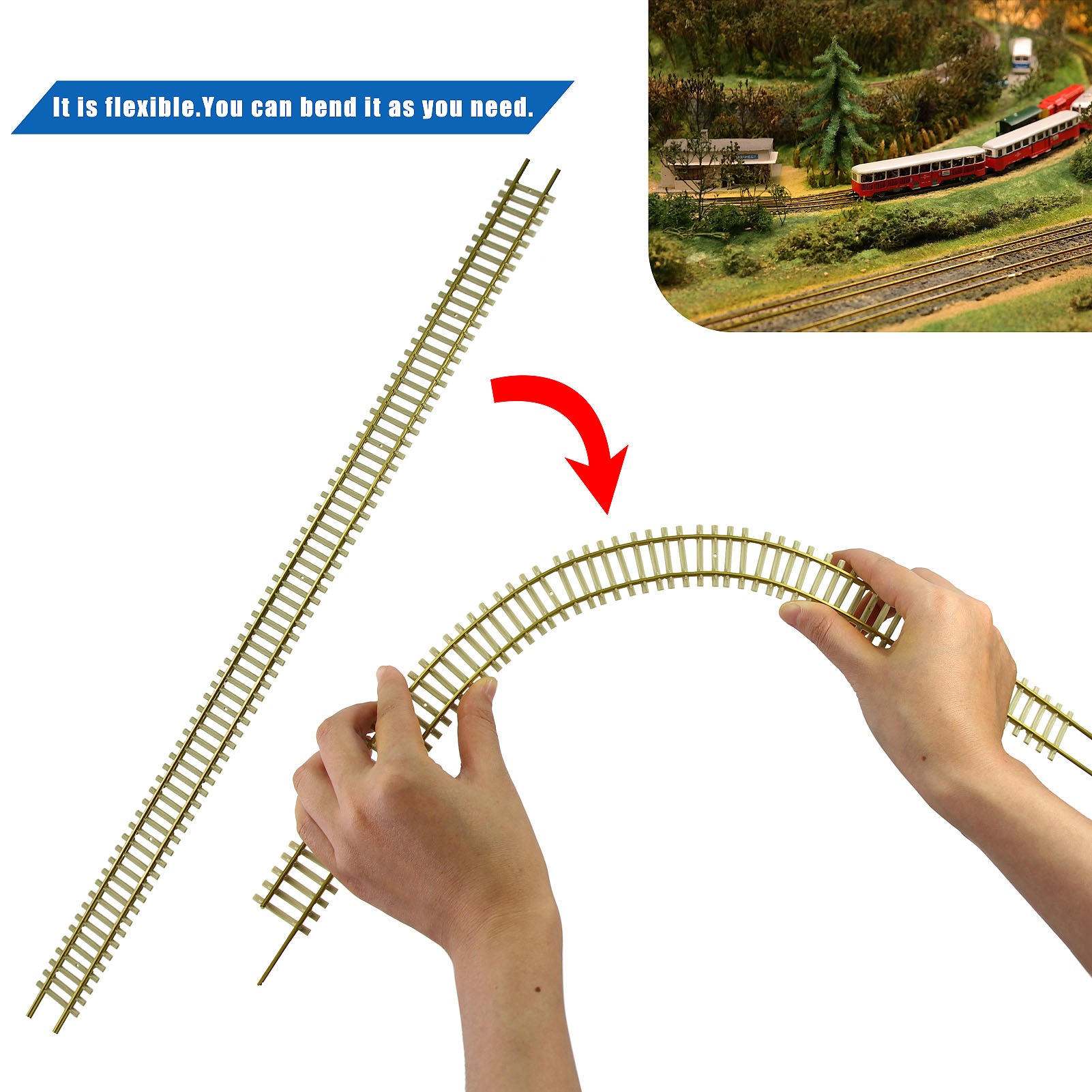 HP27HO 3pcs HO Scale 1:87 Track Flexible Rail 46cm