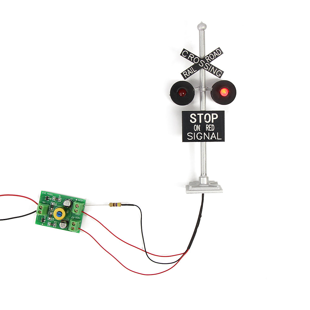 JTD436RP 1 Set O Scale 1:43 Railway Crossing Signal with Circuit Board Flasher