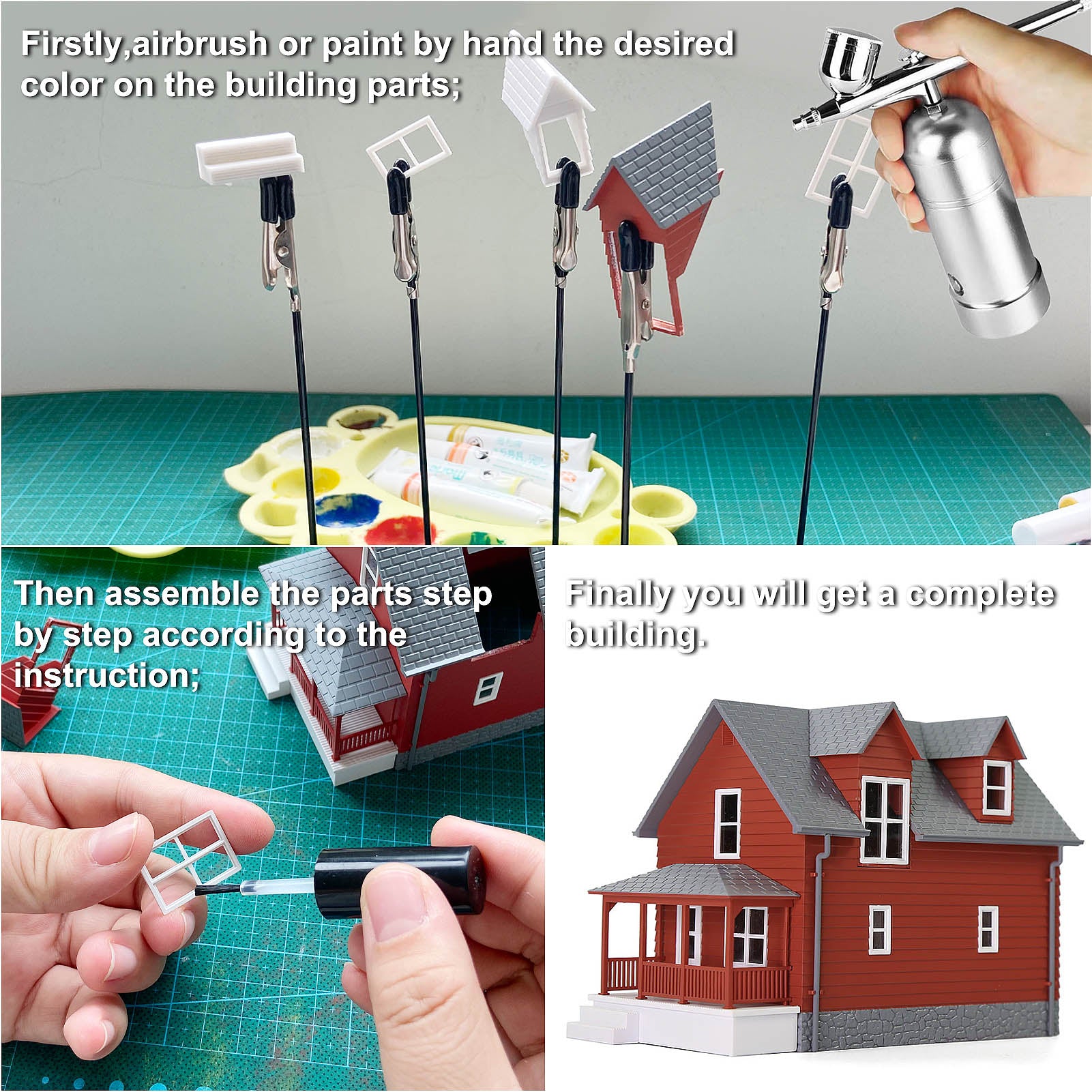 JZHO01JJ 1 Set HO Scale 1:87 Model Blank House Unassembled