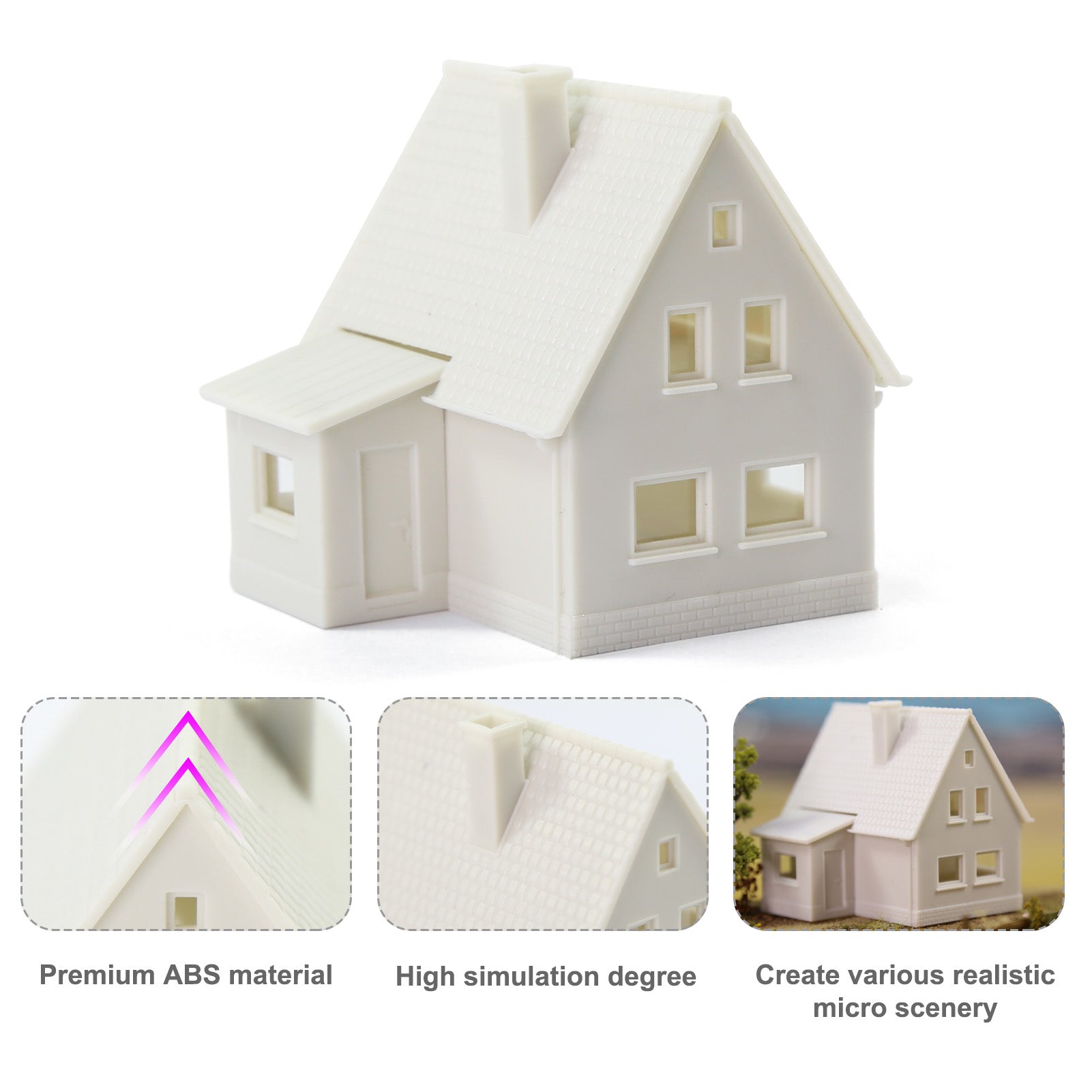 JZN03JJ 1pc N Scale 1:160 Model Village House White Unassembled Building Parts