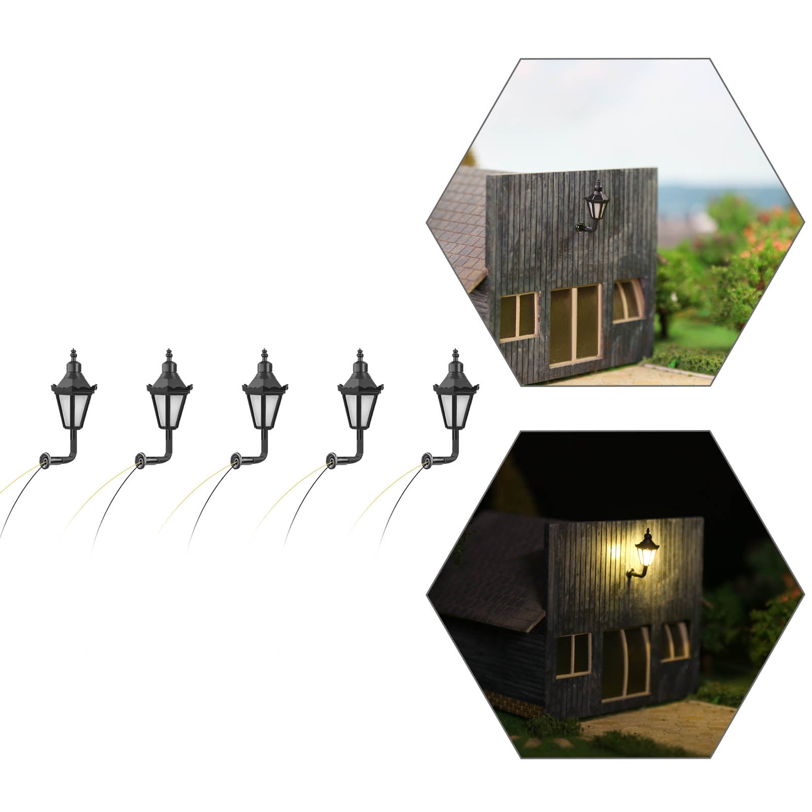 LBD05 5pcs N Scale 1:160 Hanging Lamps Wall Lights
