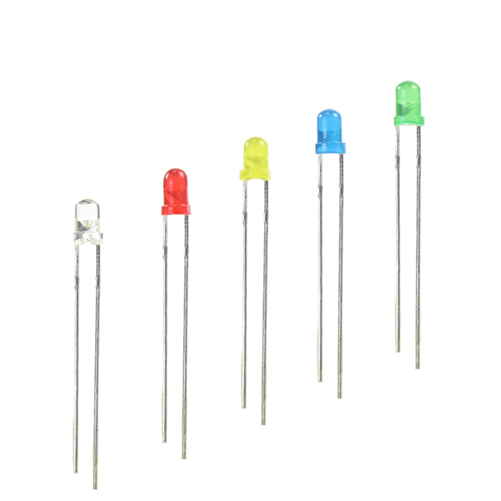 LED3 100pcs 3mm LEDs Mixed Color Red Yellow Blue Green White Free Resistors