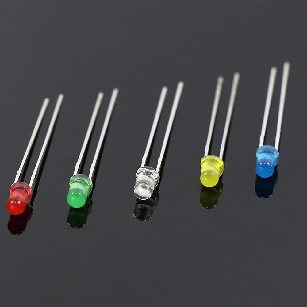 LED3 100pcs 3mm LEDs Mixed Color Red Yellow Blue Green White Free Resistors