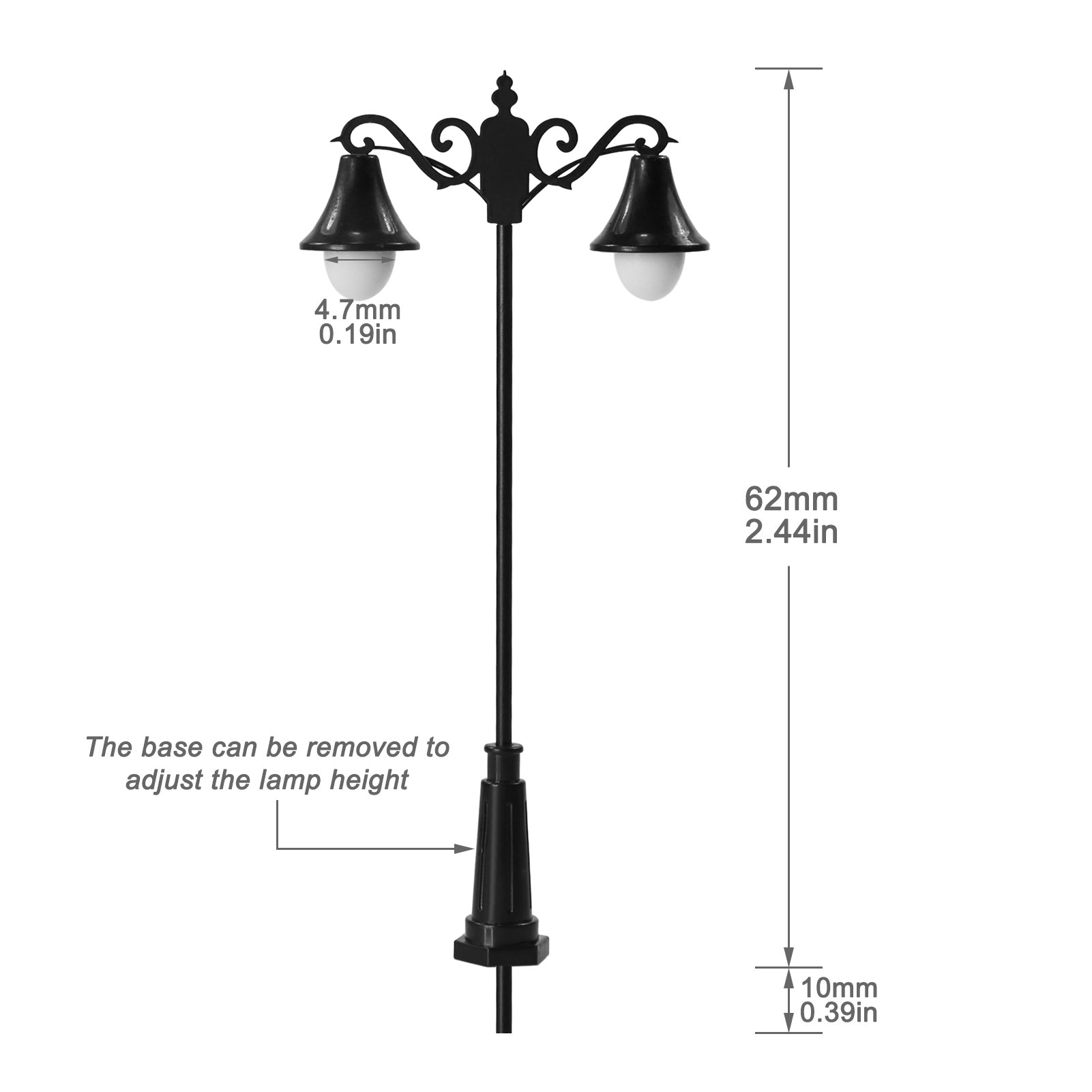 LFT06OOWM 10pcs OO/HO Scale 1:75 Lamp Two-head Street Light