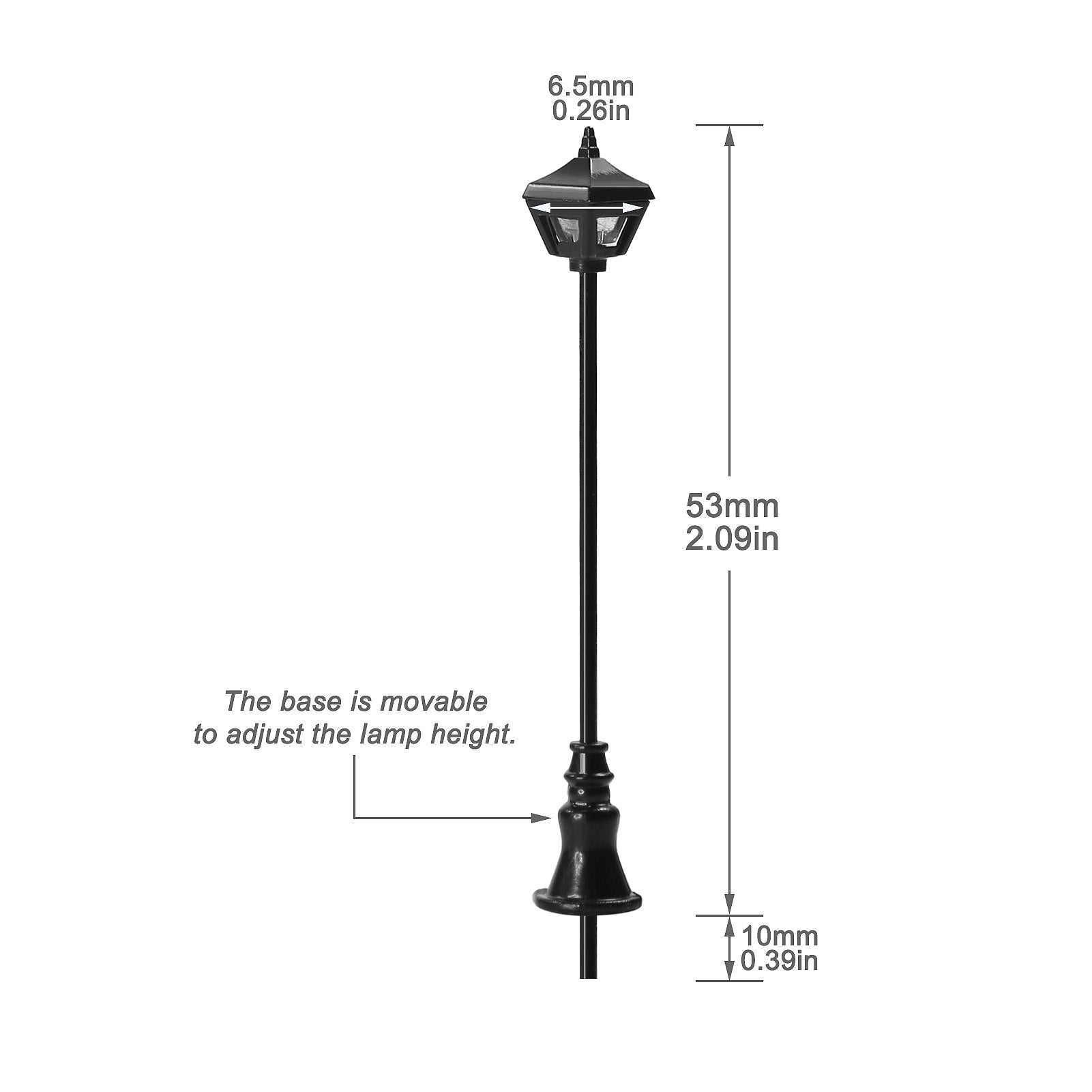 LFT09HOWM 10pcs HO/TT Scale 1:87 Vintage Lamps Street Light LED