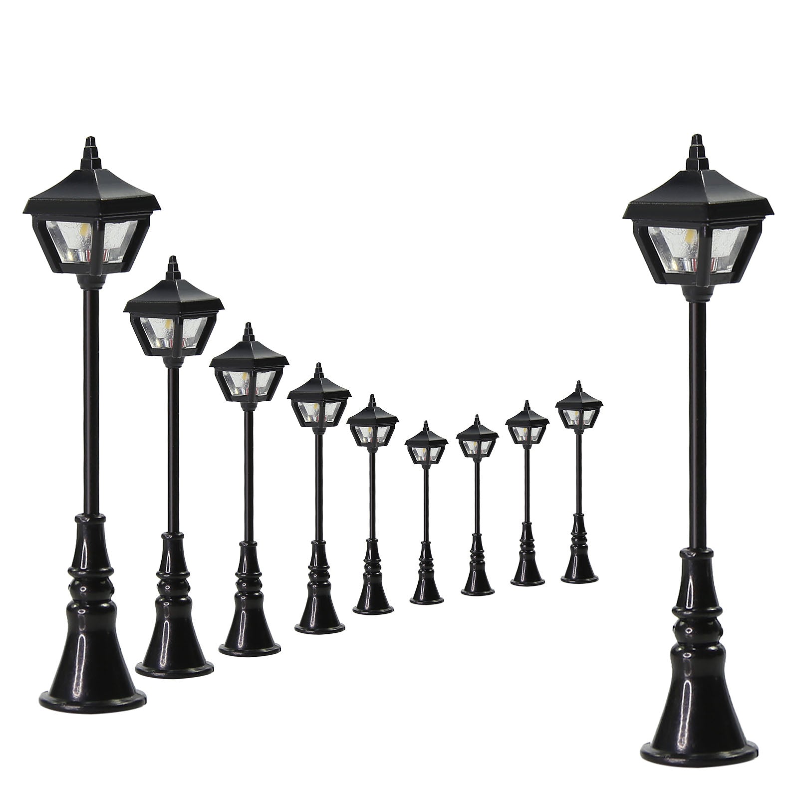 LFT09OOWM 10pcs OO/HO Scale 1:75 Vintage Lamps Street Light LED