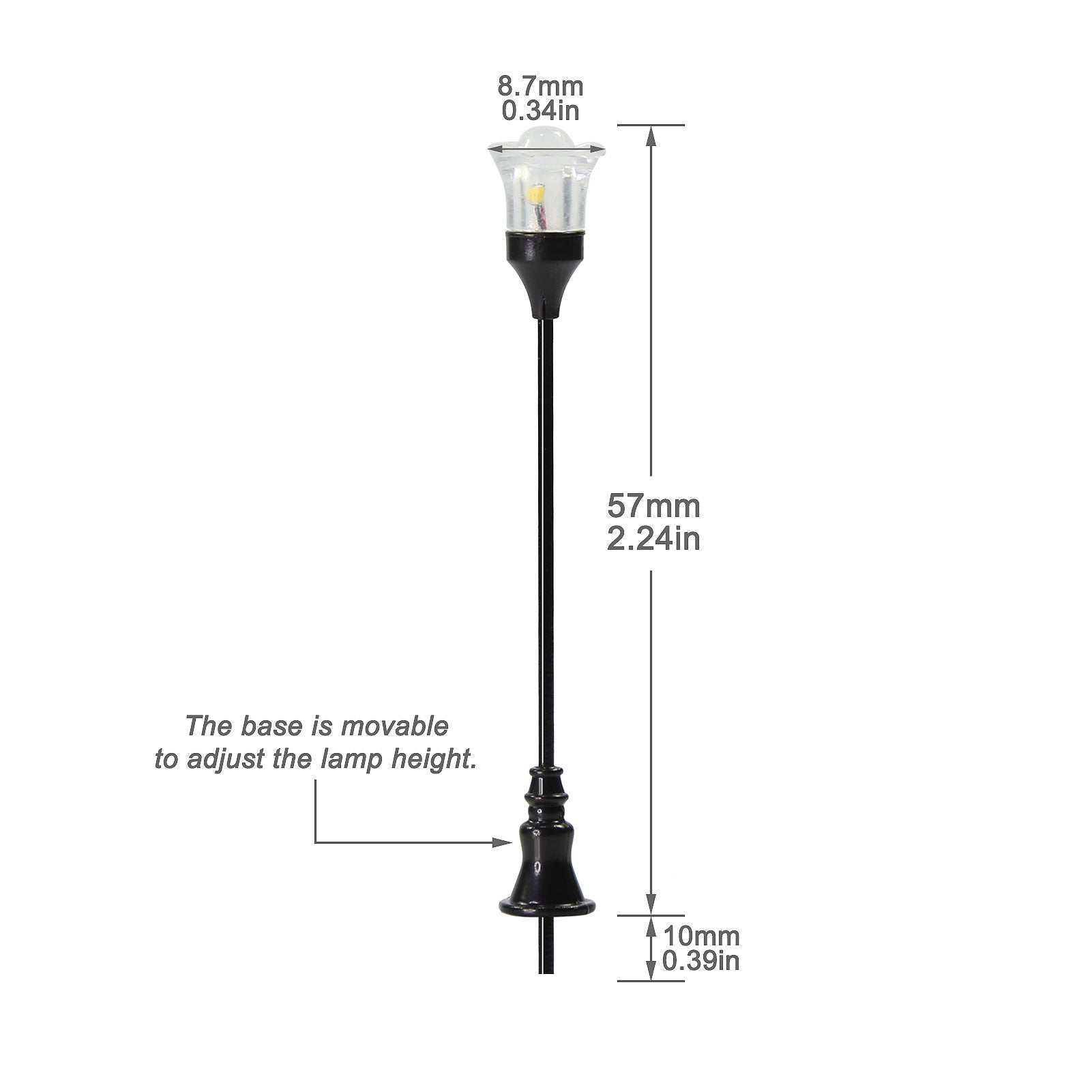 LFT10OOWM 10pcs OO/HO Scale 1:75 Vintage Lamps Street Light LED