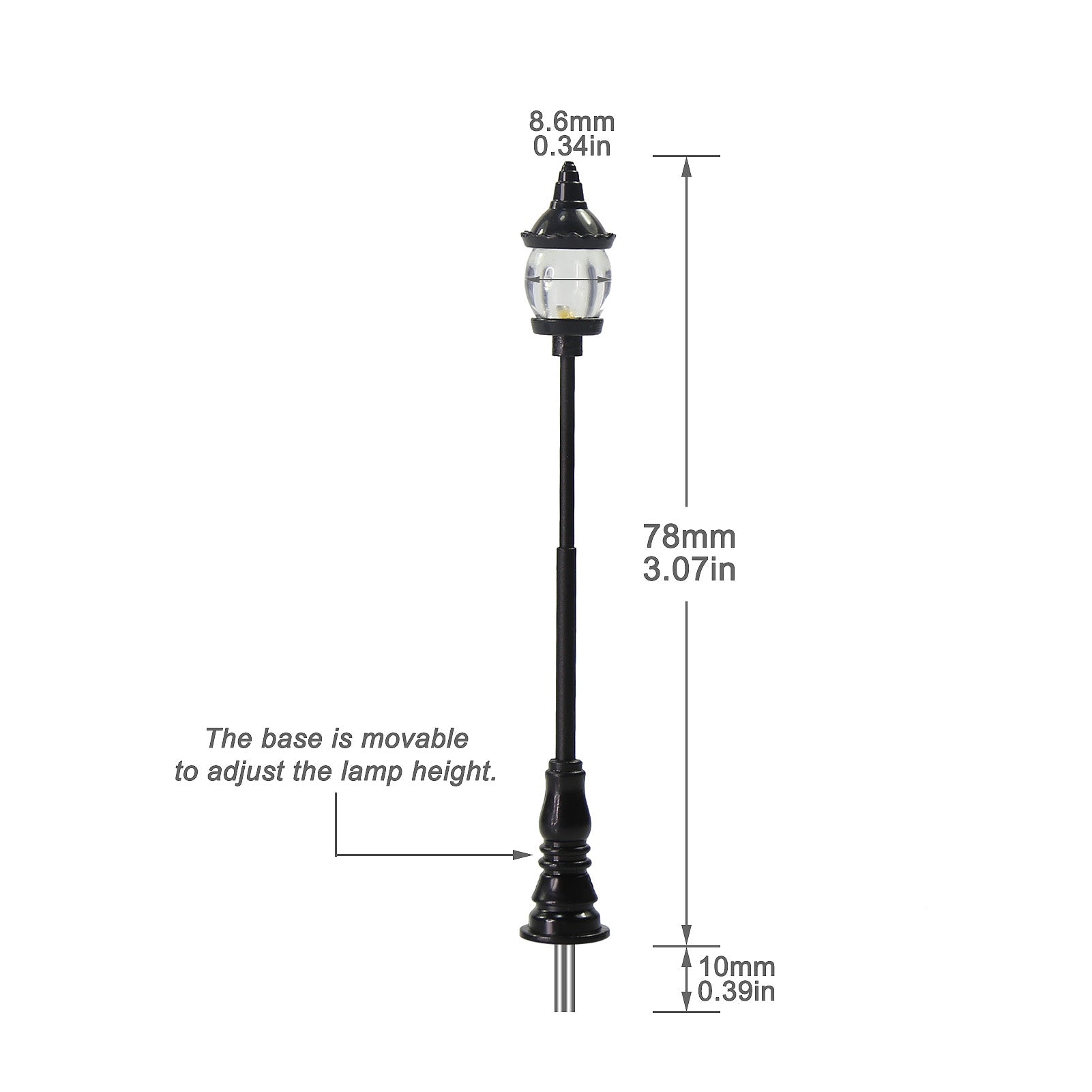 LFT15OOWM 10pcs OO/HO Scale 1:75 Vintage Lamppost Street Light