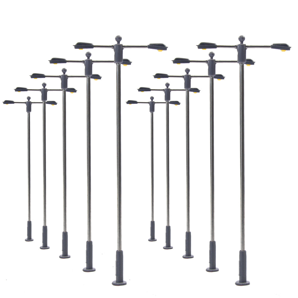 LQS11 10pcs HO Scale 1:87 Lamp Post Street Lights LED