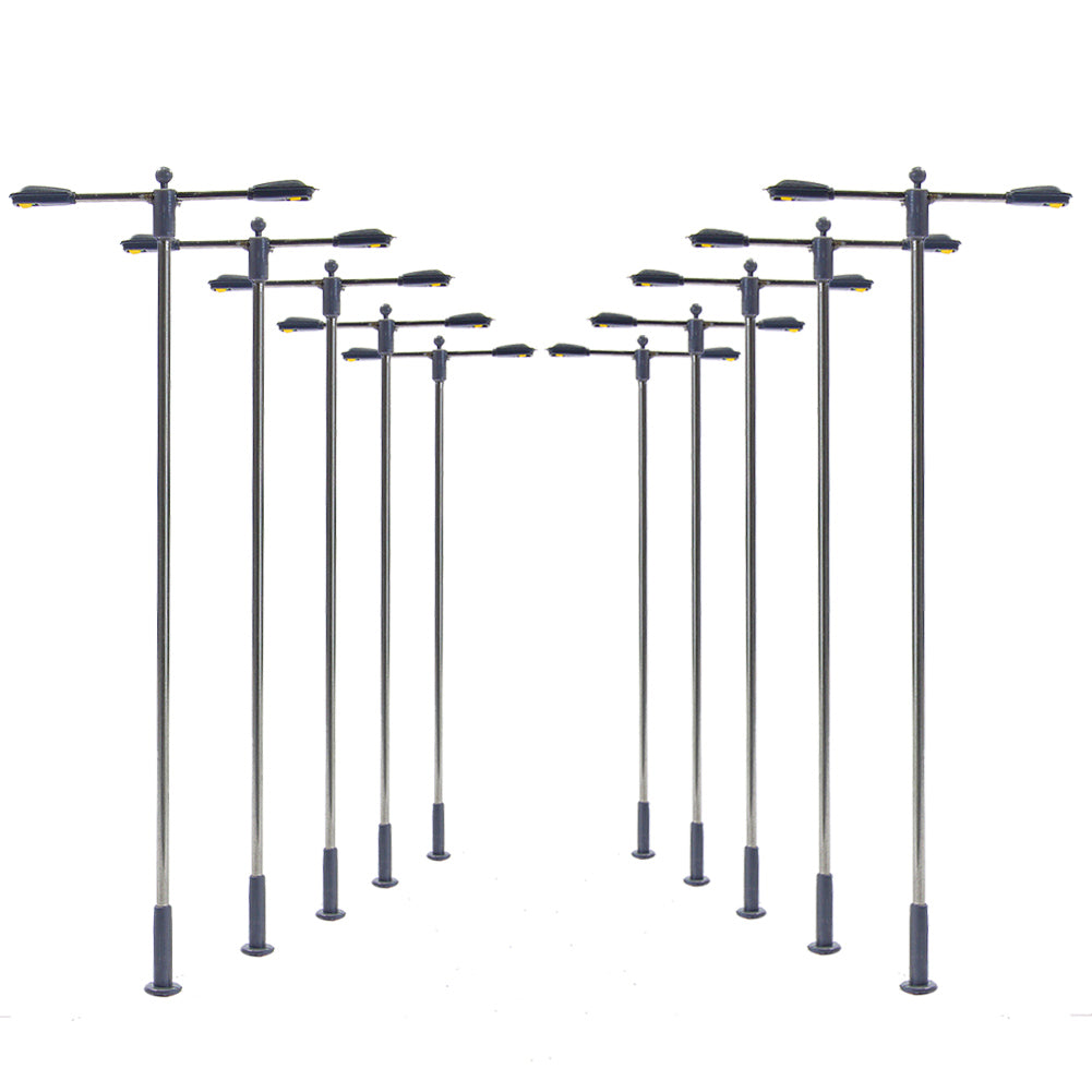 LQS12 10pcs HO/OO Scale Lamp Post Street Lights LED