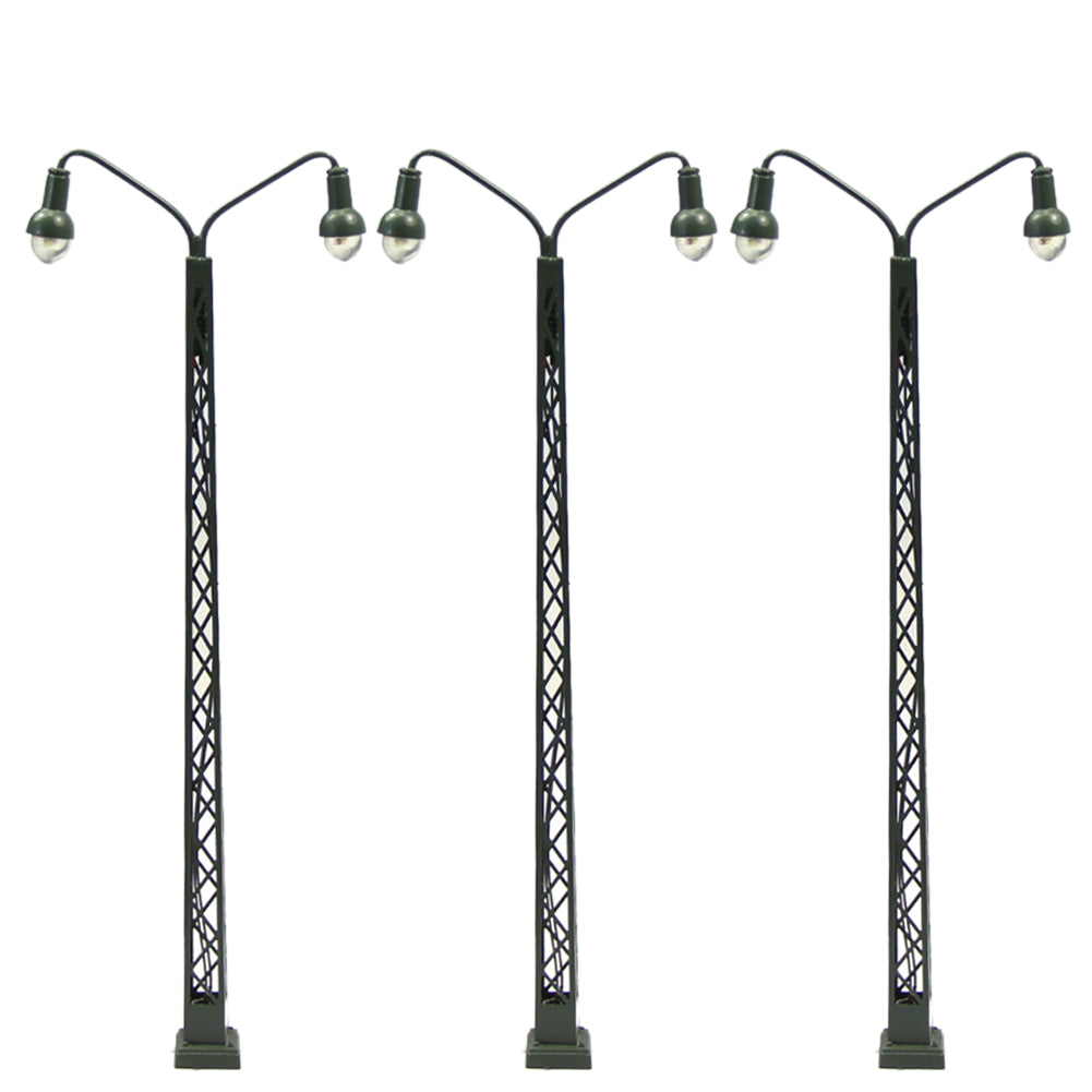 LQS43 3pcs N Scale 1:160 Two-lights Lattice Mast Lamp Track Light