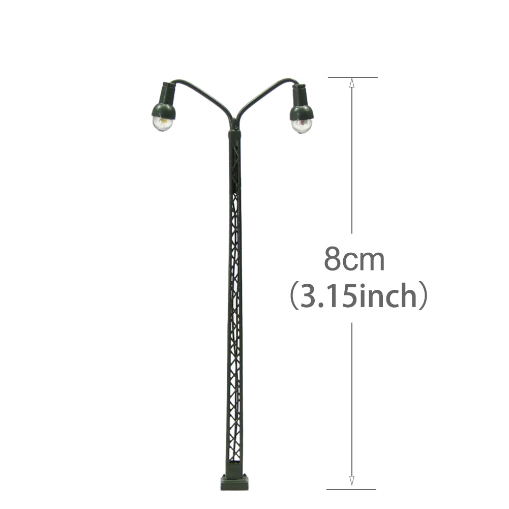 LQS43 3pcs N Scale 1:160 Two-lights Lattice Mast Lamp Track Light