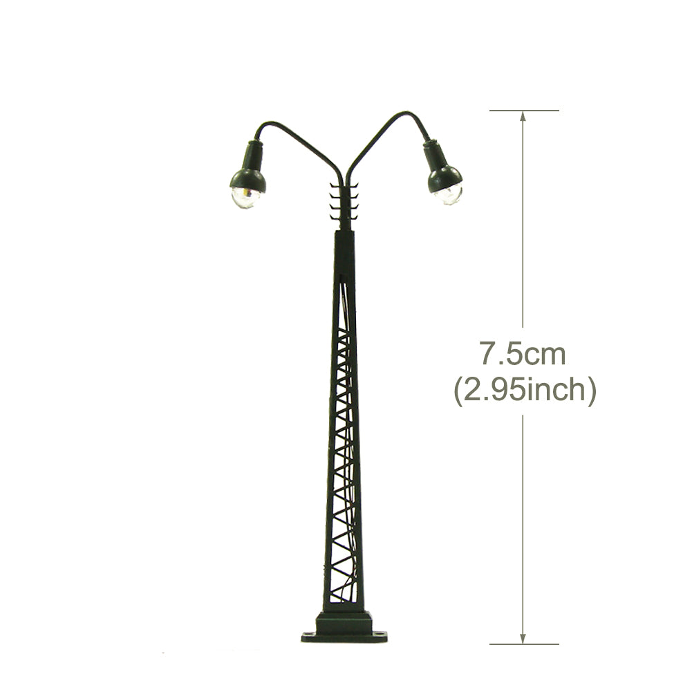 LQS48 3pcs HO/N Scale Lattice Mast Lamp Street Light