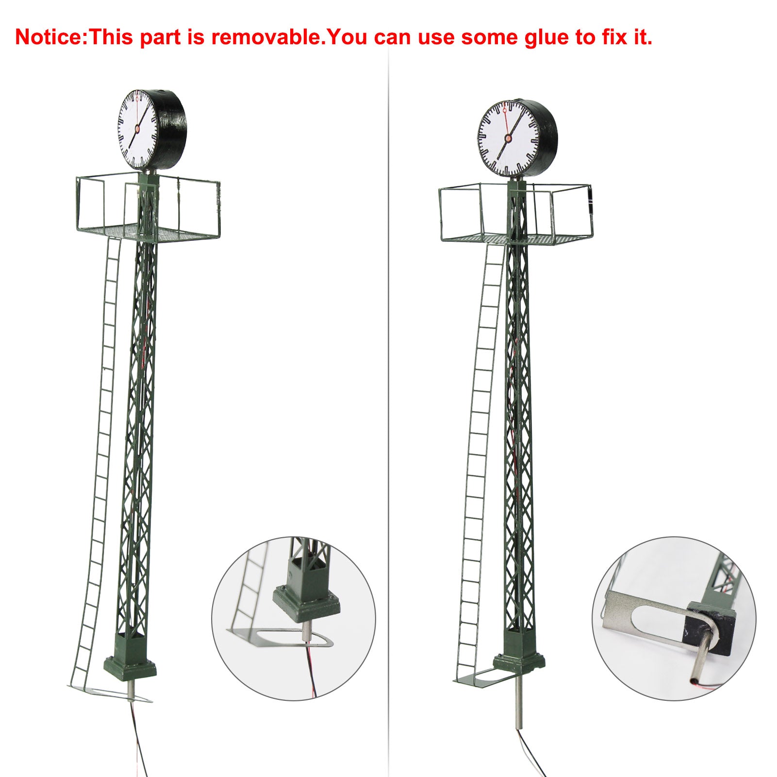 LQS61 1pc HO/TT N Scale Lit Platform Clock on Lattice Mast Lamp