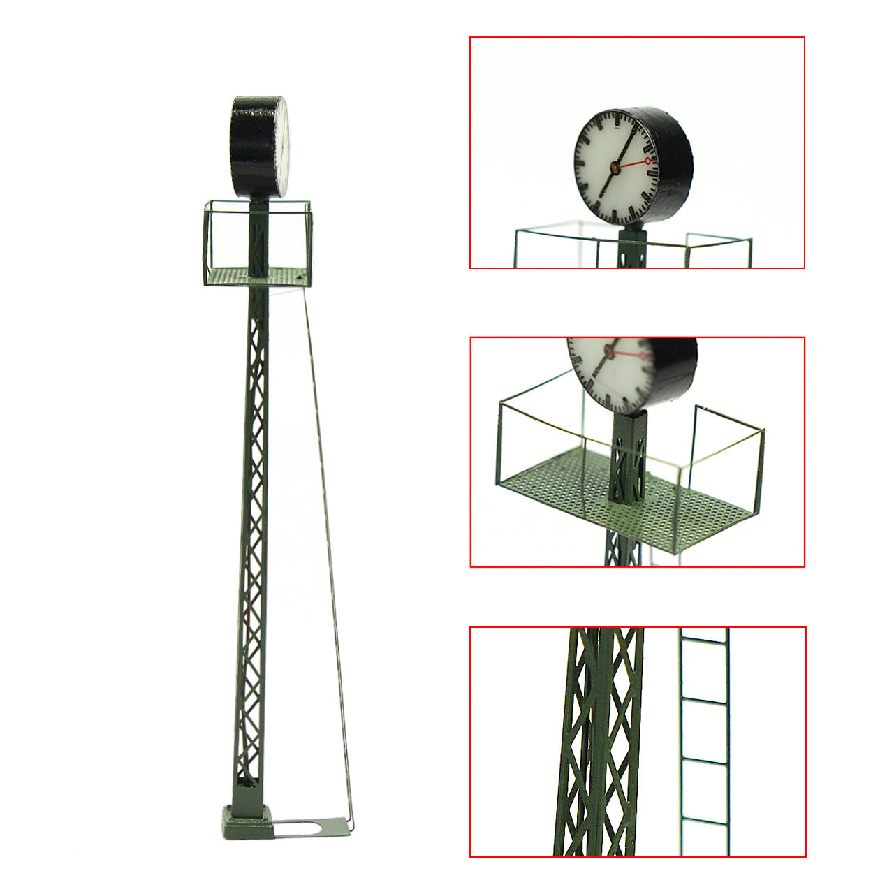 LQS61 1pc HO/TT N Scale Lit Platform Clock on Lattice Mast Lamp