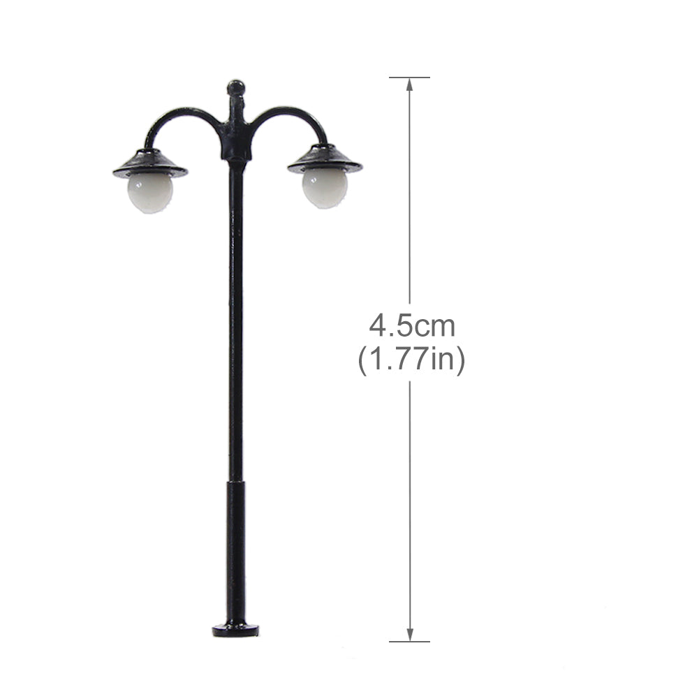 LYM17 10pcs N Scale 1:160 Two-Heads Lamppost Street Lights