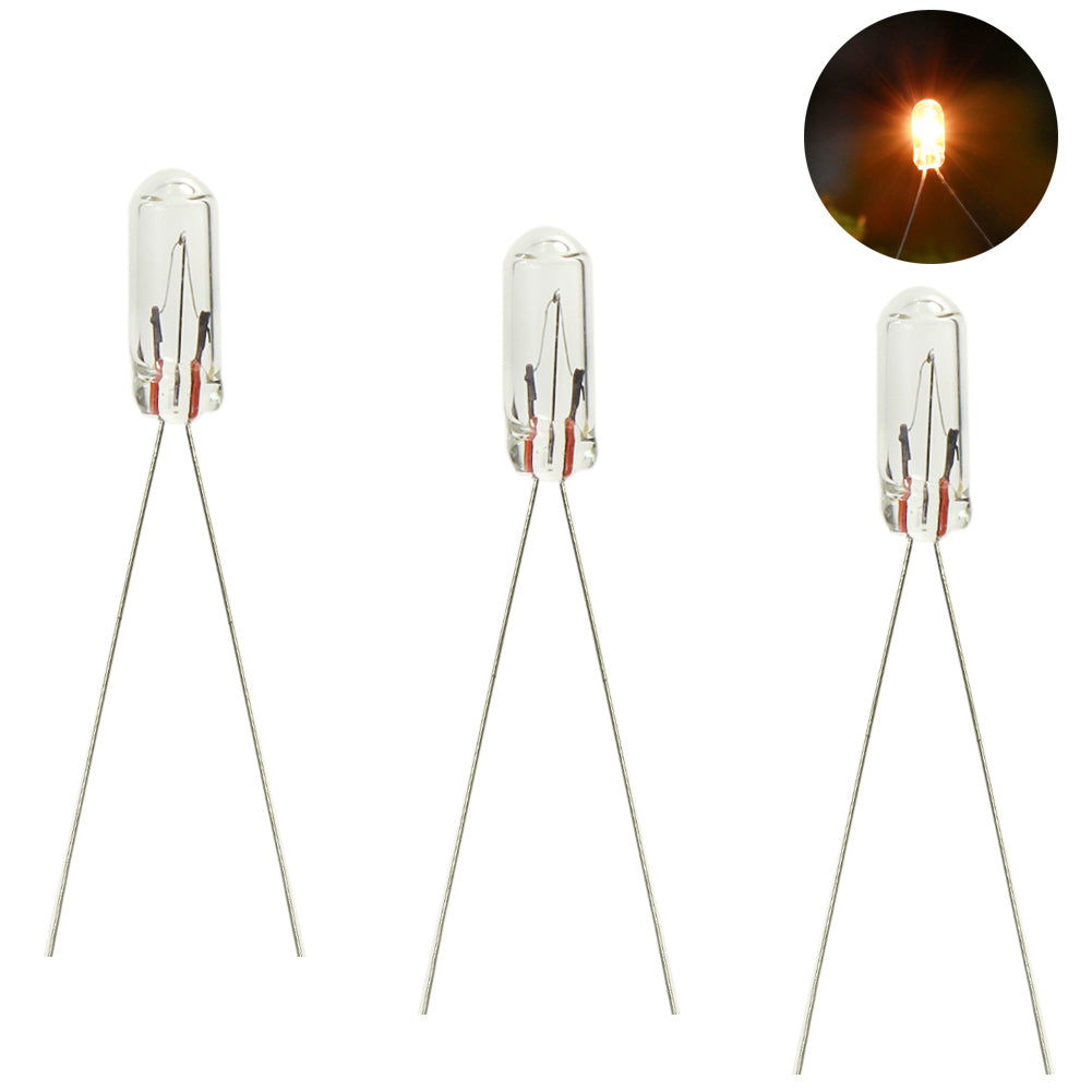 EVEMODEL 100pcs 12V Warm White Grain Of Wheat Bulbs – 2.5mm 40mA For HO Scale
