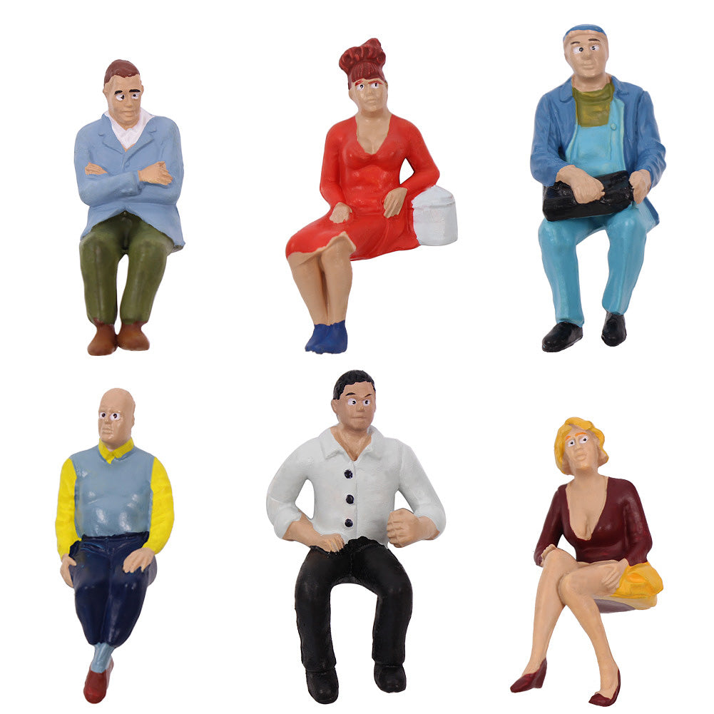 P2507 6pcs 1:25 G scale All Seated Painted Figures People