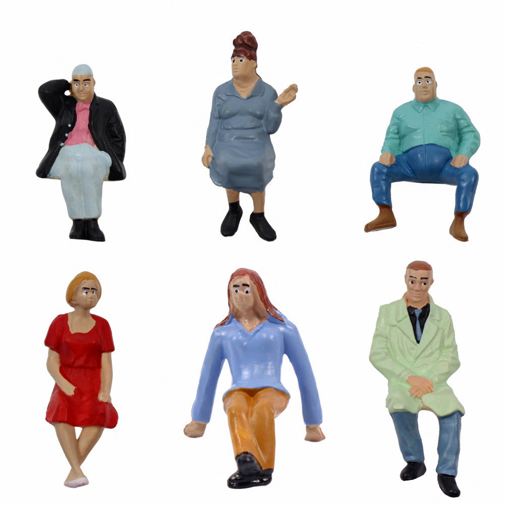 P2512 6pcs G Scale 1:25 All Seated Painted Figures