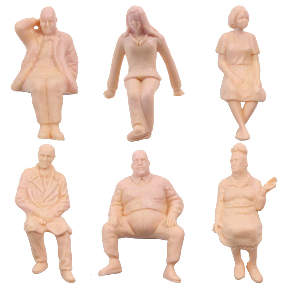 P2516 12pcs G Scale Figures 1:25 All Seated Unpainted People Model Train Railway
