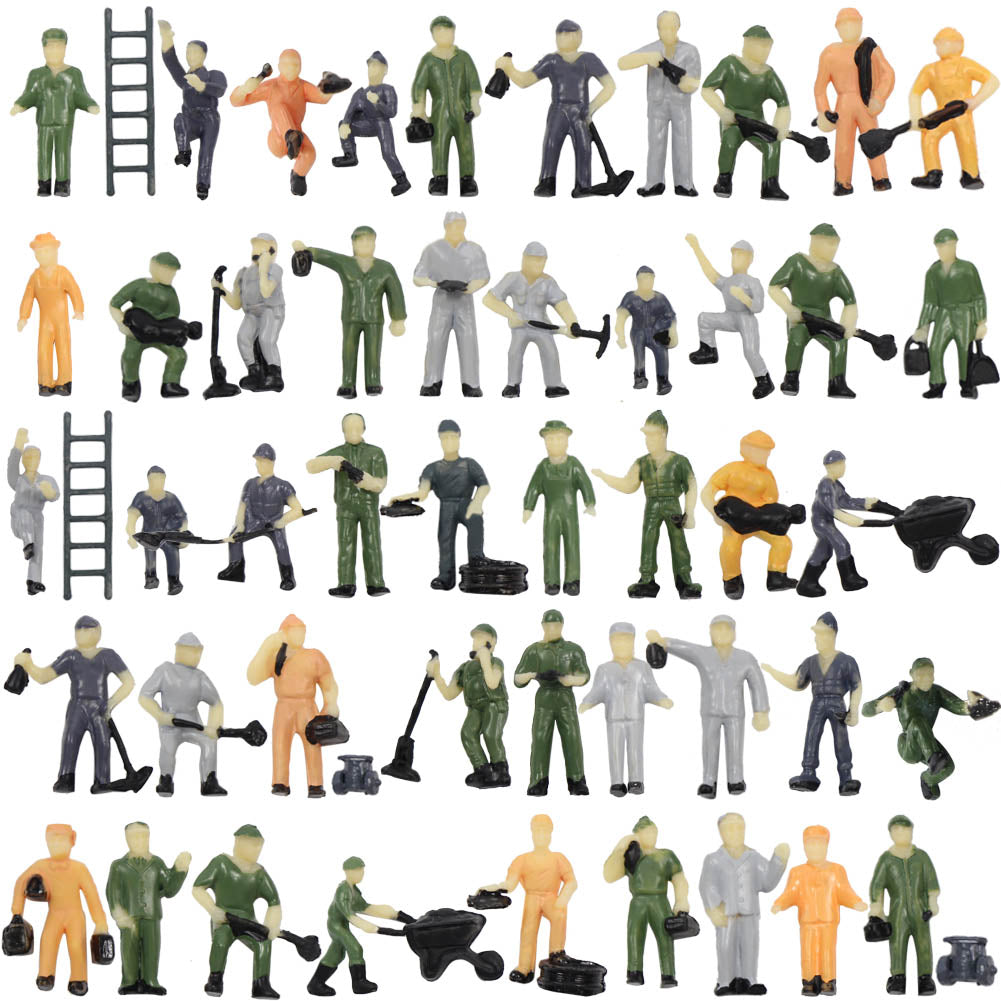 P8710 50pcs HO Scale 1:87 Painted Figures Engineer Workers