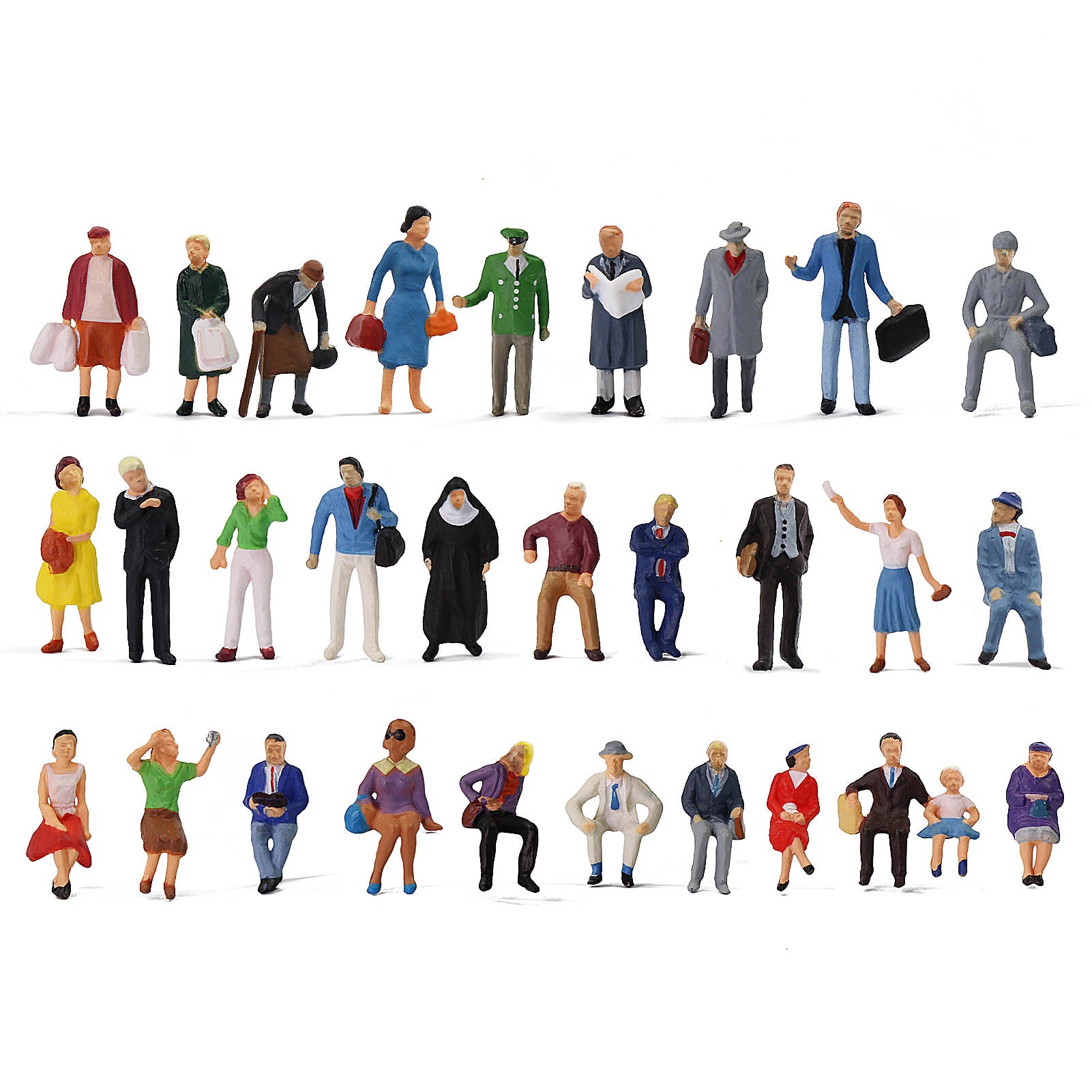 P8721 30pcs HO Scale 1:87 Painted Sitting&Standing Figures