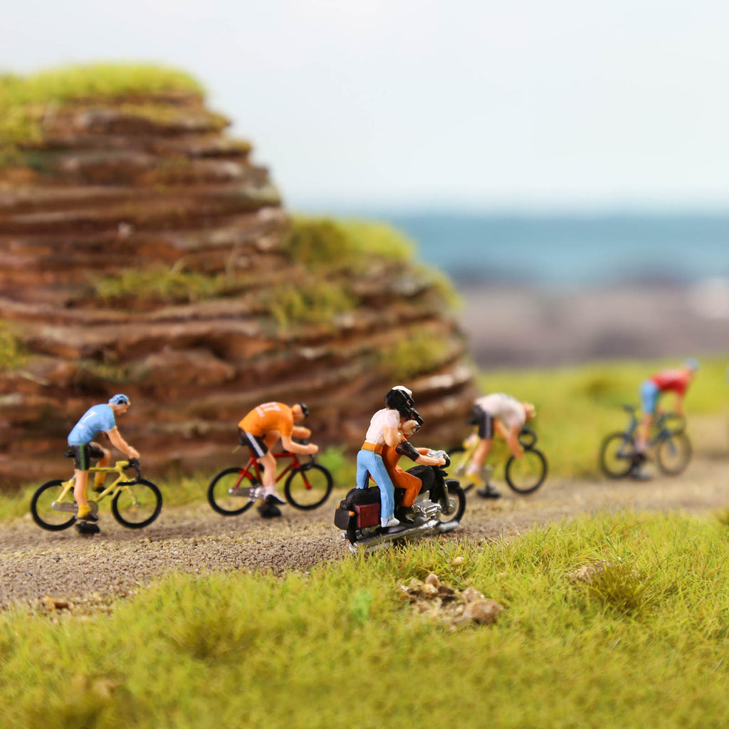 Cycle Racing Models P8722 14 Sets HO Scale 1:87 Model Cyclist with Bicycle Motorcycle Bike