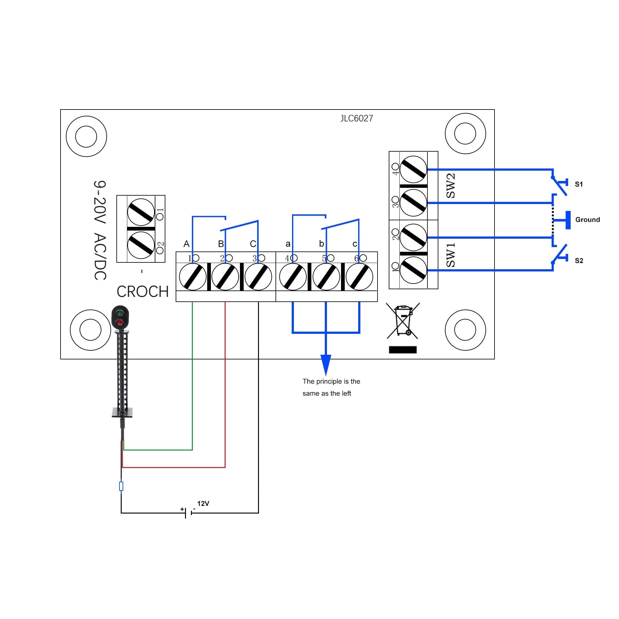 PCB009 1 Set Power Distribution Board Distributor to Flash Traffic Signal
