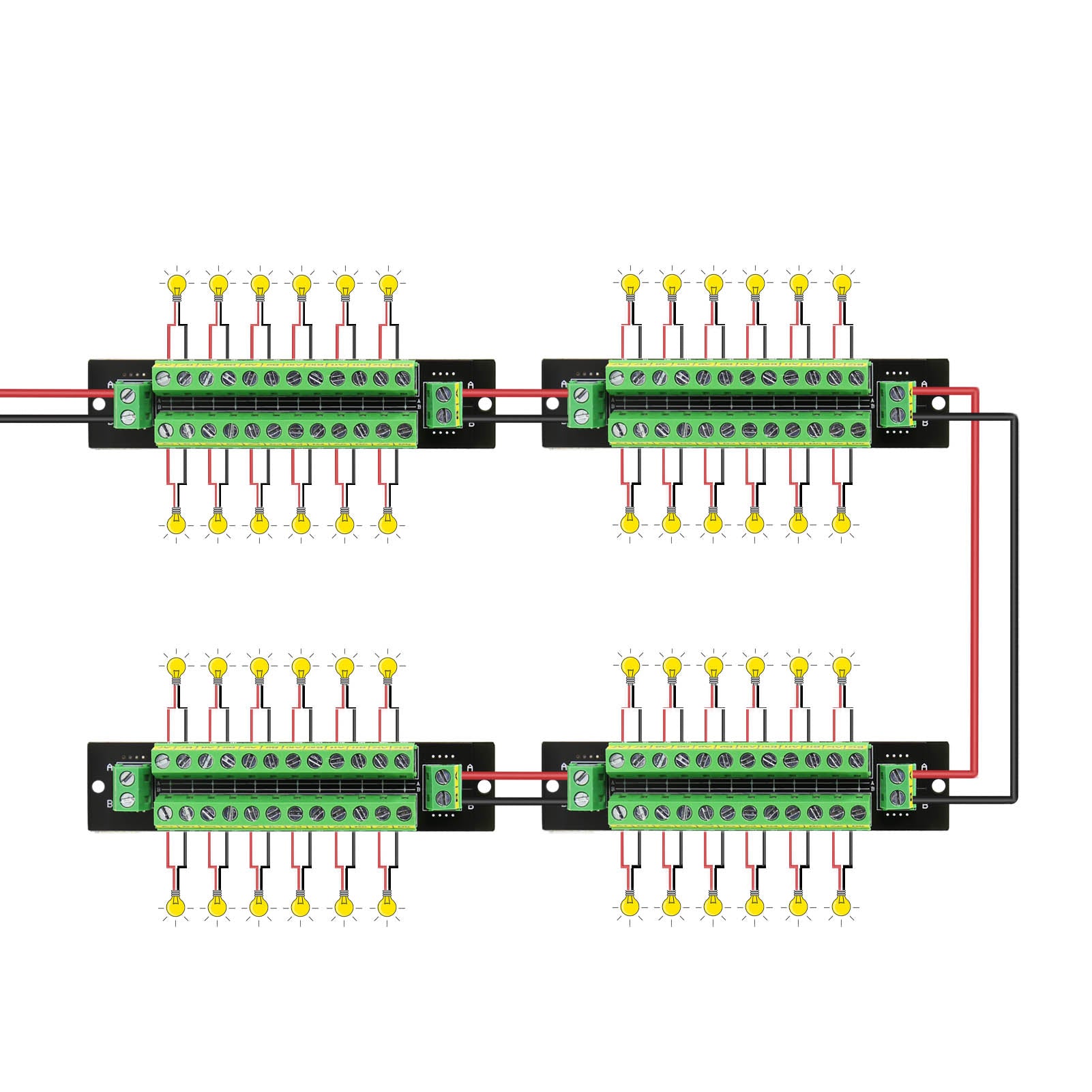 PCB014 1pc Power Distributor 10A 2 Inputs 2*12 Outputs Distribution Module for DC AC