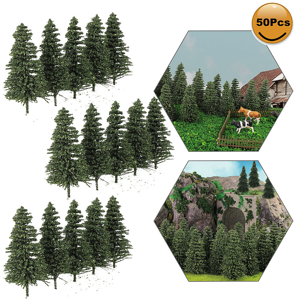 S0805 50pcs N Scale 1:160 Model Pine Trees