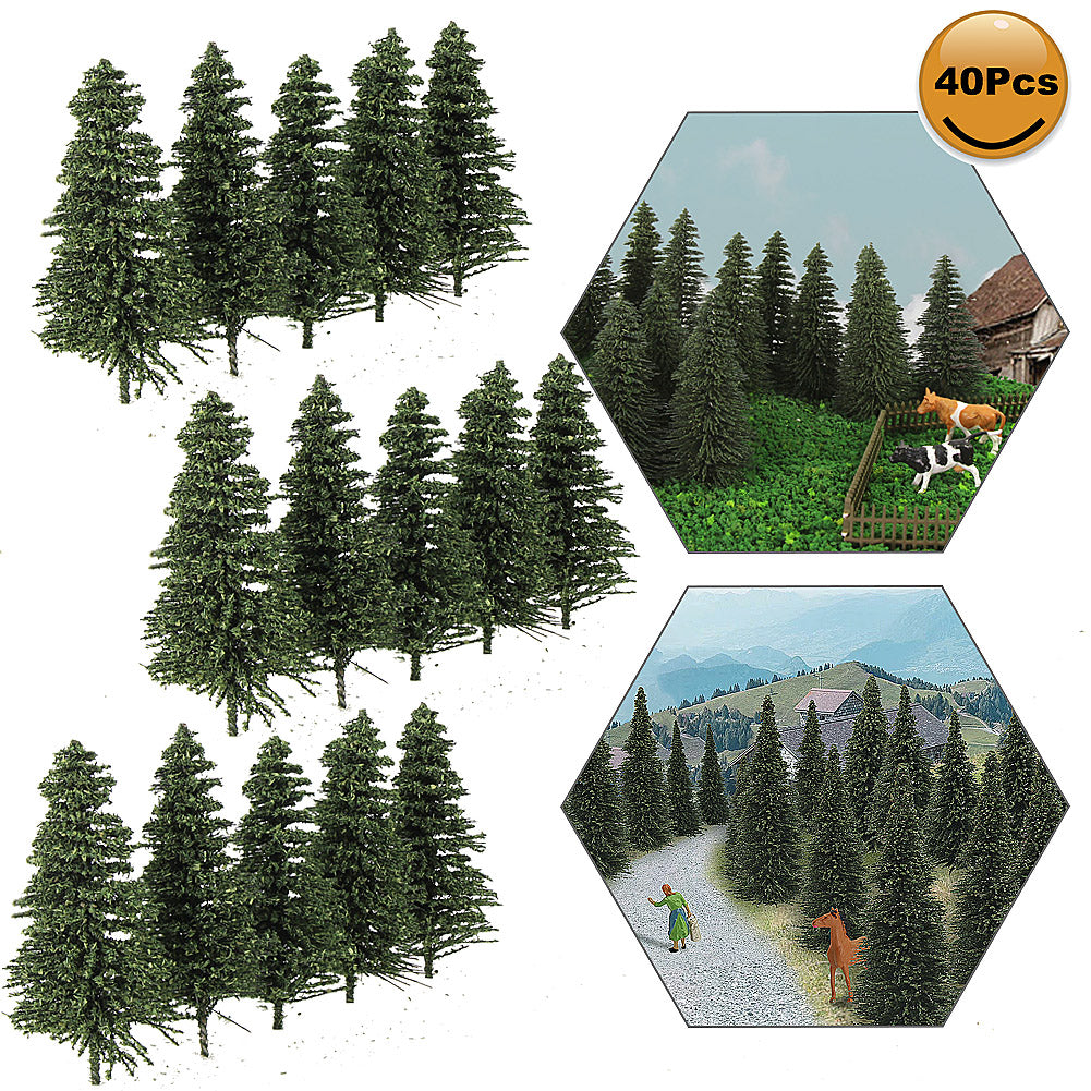 S0806 40pcs TT Scale  Model Pine Trees 6.5cm