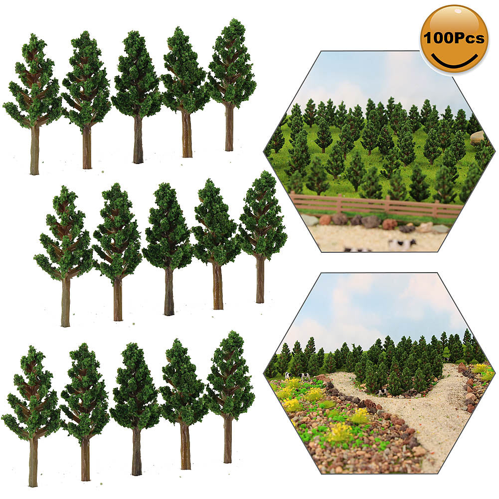 S3812 100pcs N/Z Scale 1:220 Model Pine Trees Green