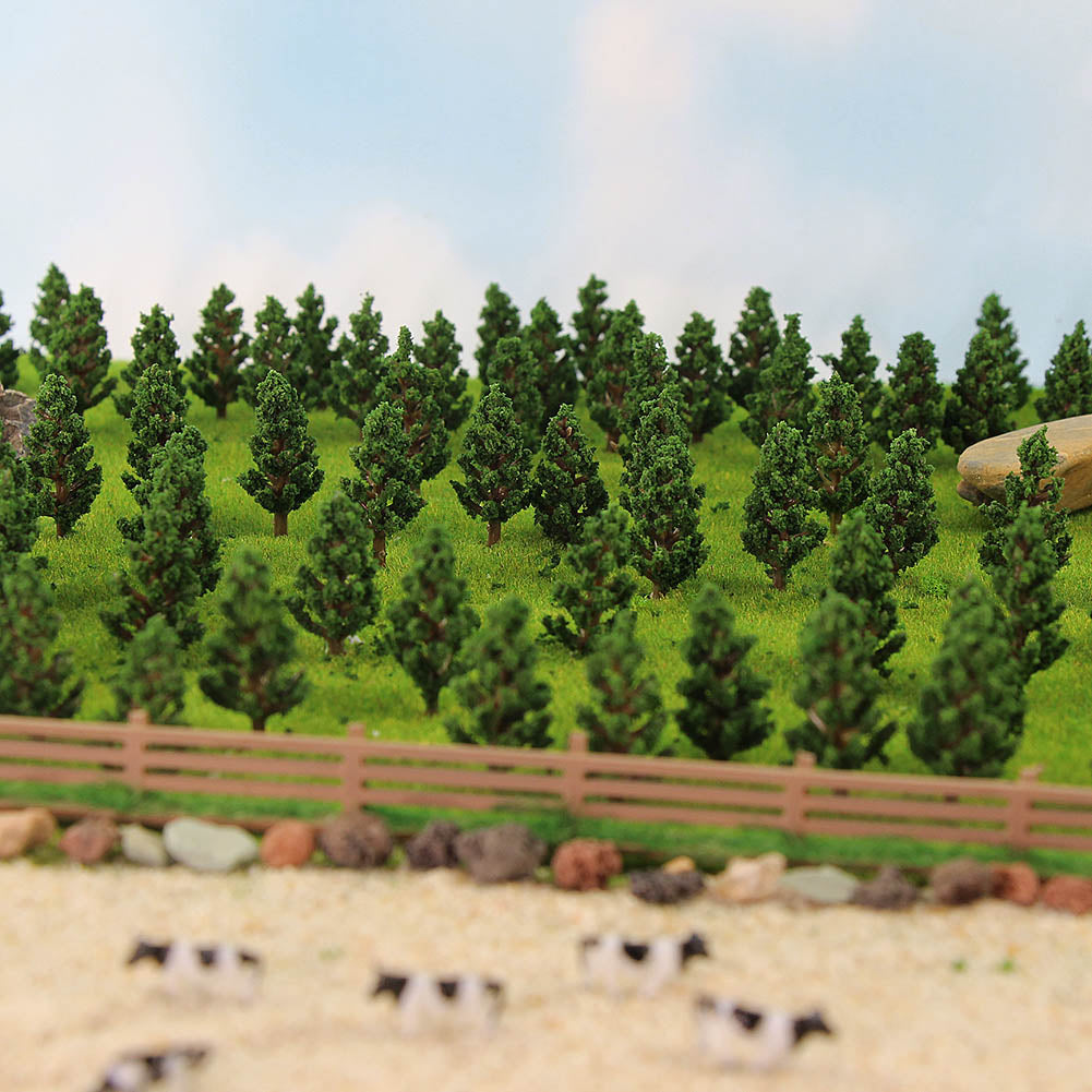 S3812 100pcs N/Z Scale 1:220 Model Pine Trees Green