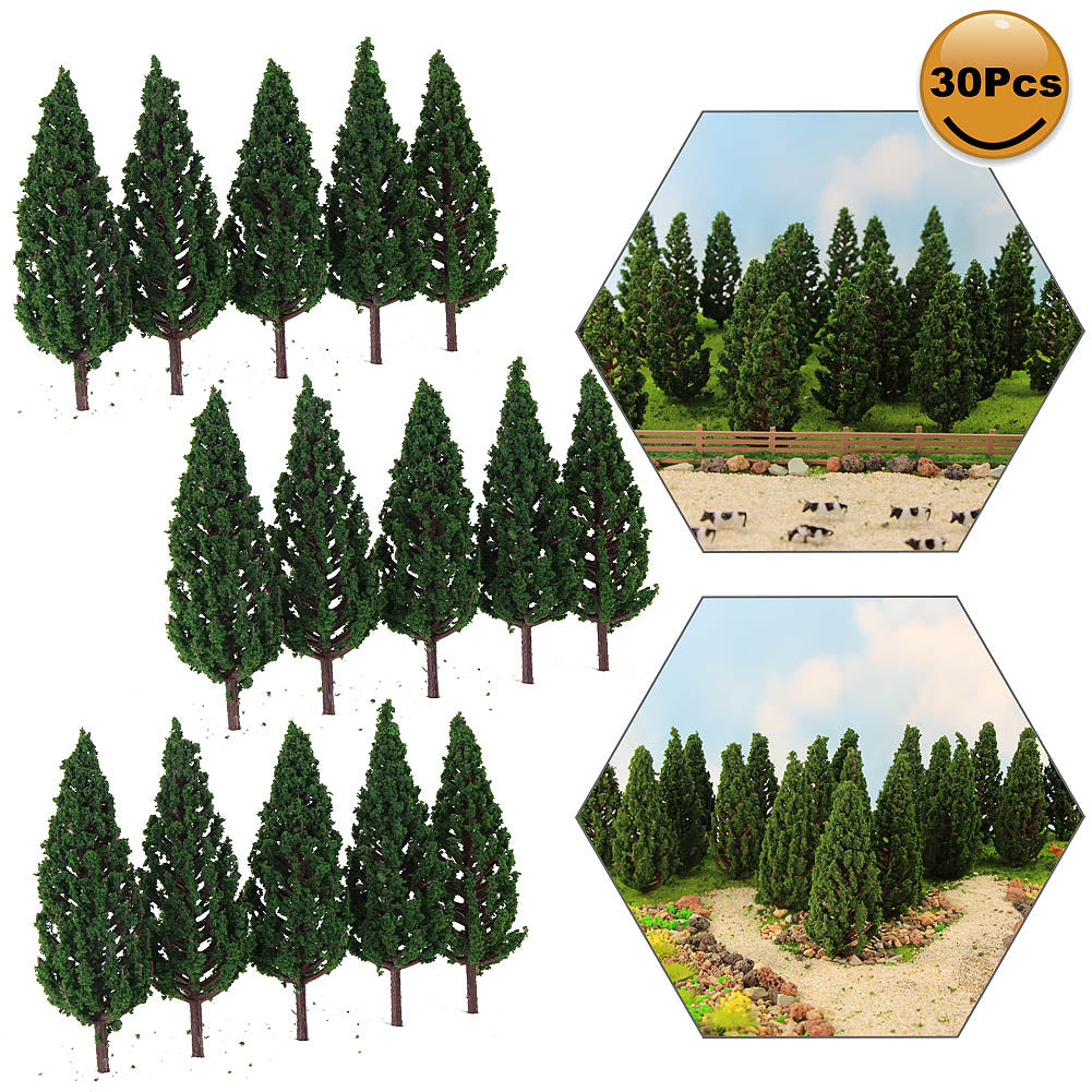 S8532 30pcs HO OO Scale 1:87 Model Pine Trees Green
