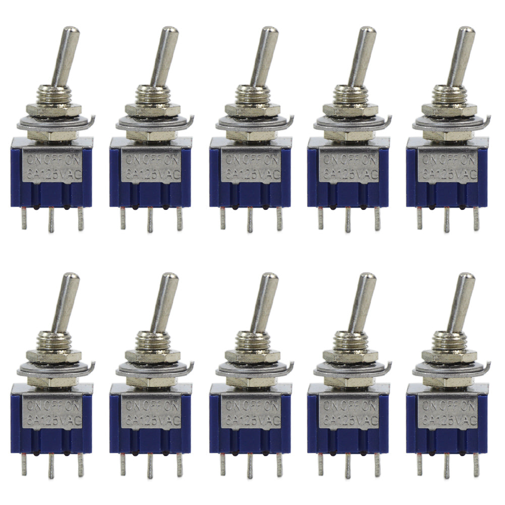 SW02 10pcs Miniature Toggle Switch ON-OFF-ON DPDT