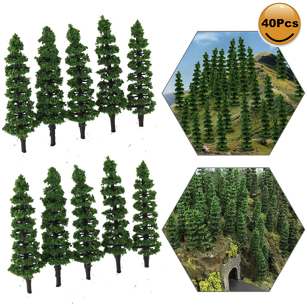 TC70 40pcs HO Scale 1:87 Model Green Trees
