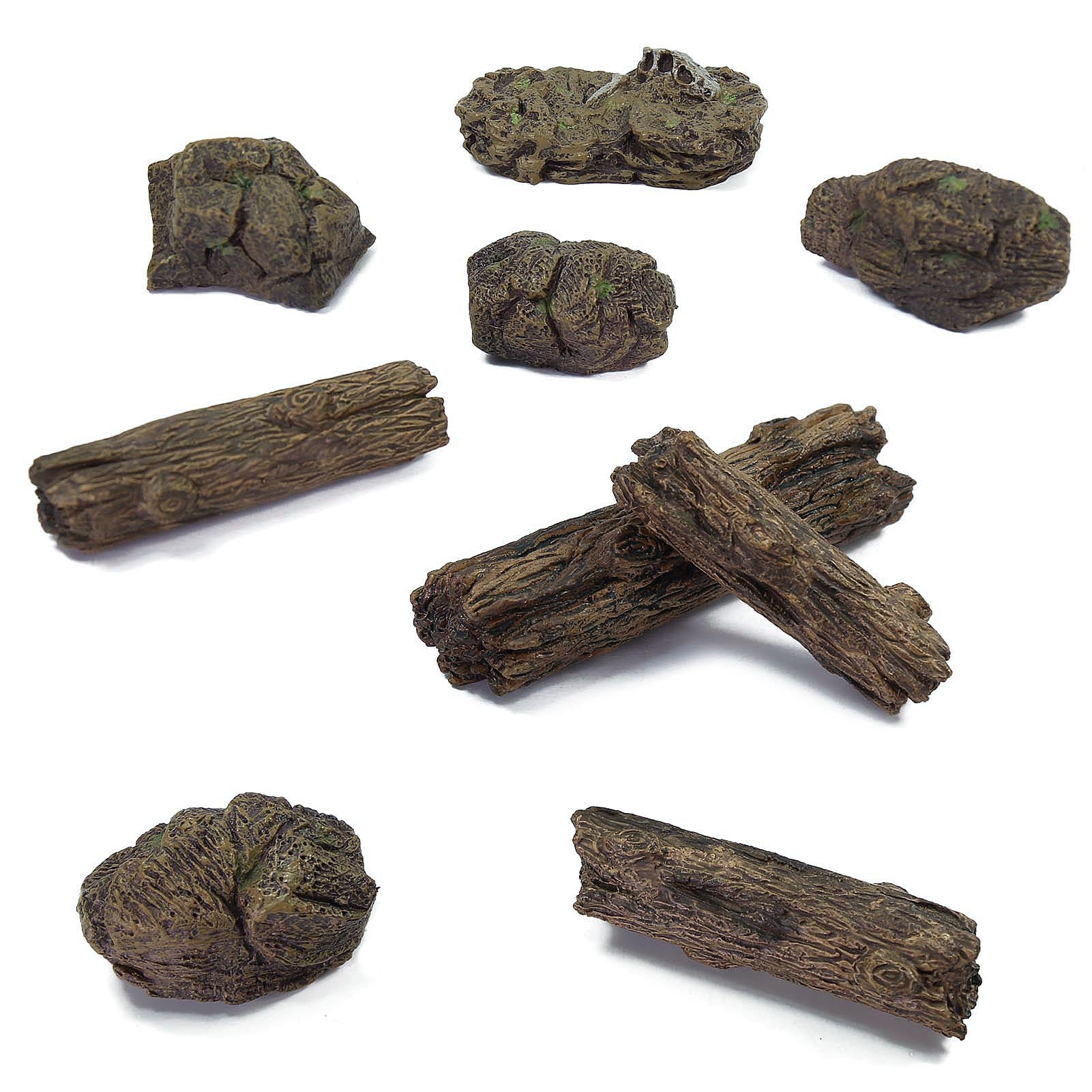 WZ01 9pcs Artificial Tree Stump Fossil Stone Rock Mini Garden Figurines
