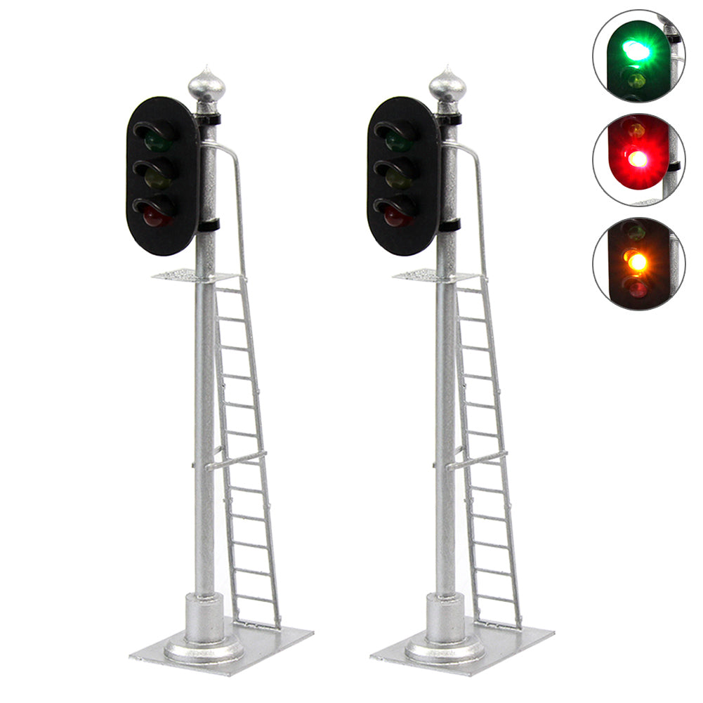 JTD433GYR 2pcs O Scale 1:43 Railway Block Signal with Ladder