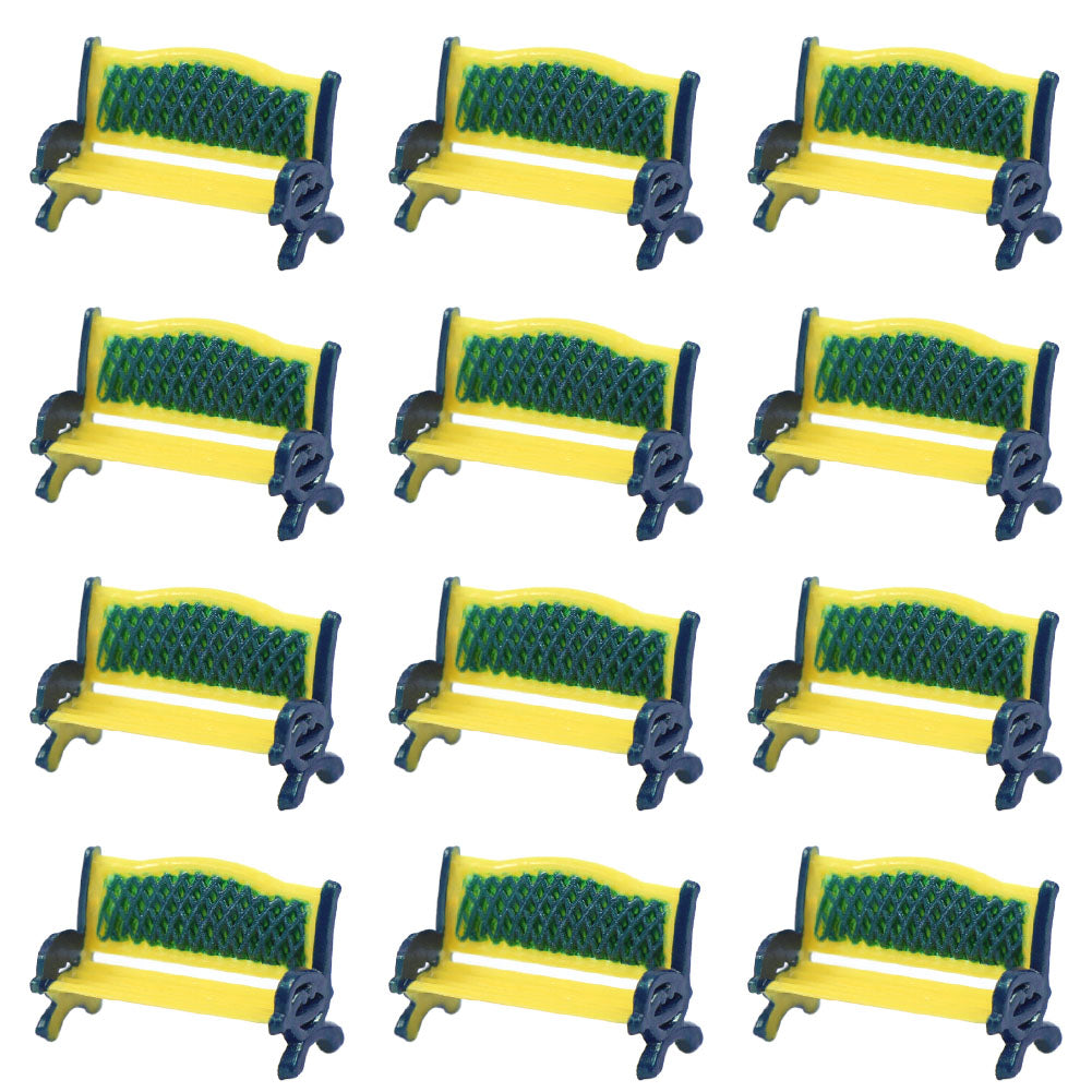 ZY35087 12pcs HO Scale 1:87 Platform Park Street Seat Bench Chair